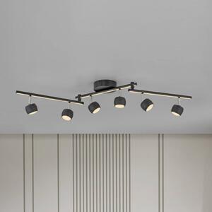 JUST LIGHT. GmbH Faretto da soffitto a LED Jarik, 6 luci, nero, 3.000 K dimmerabile, Nero, Soggiorno / Sala da pranzo, Metallo, Moderno