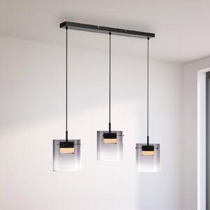 JUST LIGHT. GmbH Lampada a sospensione in vetro Elio, dimmerabile, Alluminio / Grigio / Zincato, Soggiorno / Sala da pranzo, Vetro, Moderno, Lampada a sospensione