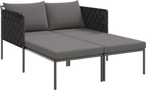 Lettino da Sole con cuscino Antracite 153 x 115 x 69.5 cm