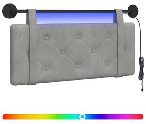 Testiera sospesa Con luce LED Grigio Chiaro Velluto