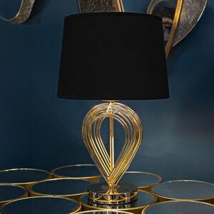 Lampada da tavolo, design a goccia, in ferro e tessuto, 24x44 cm, colore oro e nero, marca Mauro Ferretti, modello Maxt