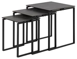Tavolino modulare >Katrine< (3 elementi) in nero - 50x55x50 (LxAxP)