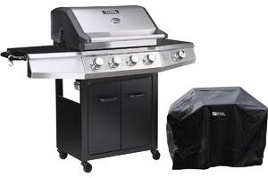 Barbecue a gas "Bingo 5" - 5 piastre di cui 1 laterale - 15.2kW + Fodera di protezione -Nero