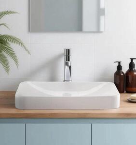 Lavabo/lavandino - Semincasso/da appoggio - Rettangolare 49 x 30,5 cm - Foro di scarico 4,5 cm - Per bagno piccolo/WC ospiti - Bianco
