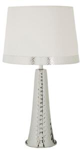 Lampada da tavolo Tower, in ferro e tessuto, 30x54 cm, color argento e bianco, design di Mauro Ferretti