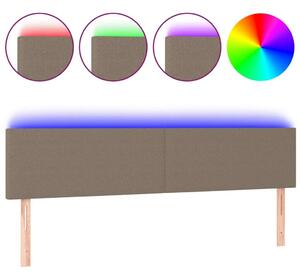 Testiera a LED Tortora 200x5x78/88 cm in Tessuto