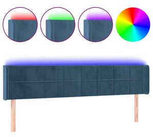Testiera a LED Blu Scuro 183x16x78/88 cm in Velluto