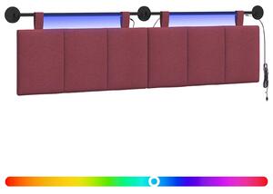Testiera sospesa Con luce LED Rosso Vino Tessuto