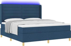 Letto a molle con strisce LED Blu 180 x 200 cm Tessuto