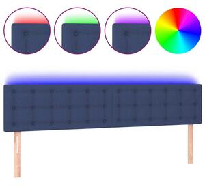 Testiera a LED Blu 200x5x78/88 cm in Tessuto
