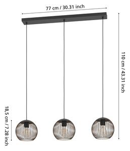 Eglo 901869 - Lampadario a cavo ALMANZORA 3xE27/60W/230V nero