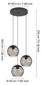 Eglo 901871 - Lampadario a sospensione con cavo ALMANZORA 3xE27/60W/230V nero