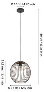 Eglo 901868 - Lampada a sospensione con cavo ALMANZORA 1xE27/60W/230V nera