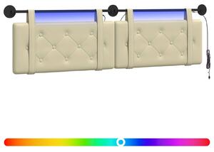 Testiera sospesa Con luce LED Crema Pelle finta