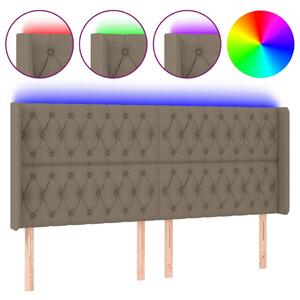 Testiera a LED Tortora 203x16x118/128 cm in Tessuto