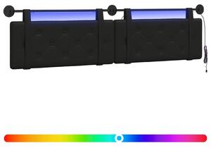 Testiera sospesa Con luce LED Nero Pelle finta