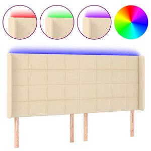 Testiera a LED Crema 163x16x118/128 cm in Tessuto
