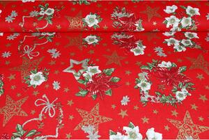 Tessuto cotone al metro - tela - Rose di Natale rosso, altezza 140 cm