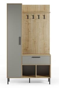 Set da corridoio effetto rovere con decoro verde-naturale 108x195x35 cm Heidy - Marckeric