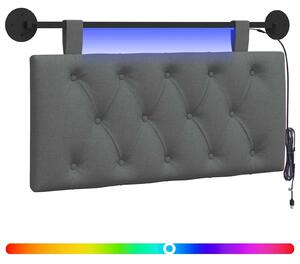 Testiera sospesa Con luce LED Grigio Scuro Tessuto