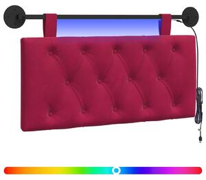 Testiera sospesa Con luce LED Rosso Vino Velluto