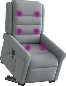 Poltrona Alzapersona Massaggi Elettrica Grigio Chiaro Tessuto