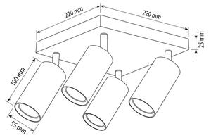 Brilagi - Faretto SELE SQUARE 4xGU10/30W/230V nero/rovere
