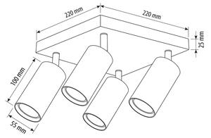 Brilagi - Faretto SELE SQUARE 4xGU10/30W/230V bianco/effetto rovere