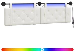 Testiera sospesa Con luce LED Bianco Pelle finta