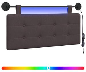 Testiera sospesa Con luce LED Marrone Scuro Tessuto