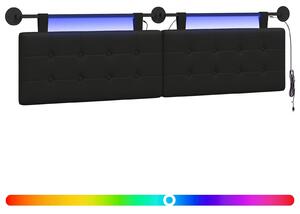 Testiera sospesa Con luce LED Nero Pelle finta