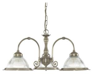 American diner 3lt pendant - ottone anticato e vetro rigato