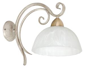 Applique Flora, 1 paralume di vetro, bianco/ottone