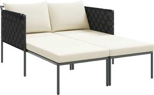 Lettino da Sole con cuscino Antracite 153 x 115 x 69.5 cm