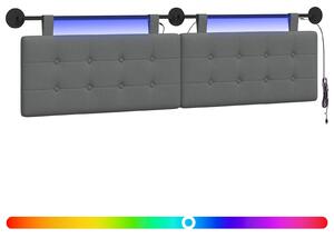 Testiera sospesa Con luce LED Grigio Scuro Tessuto
