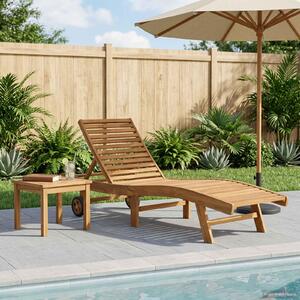Lettino da sole Marrone Legno di teak solido