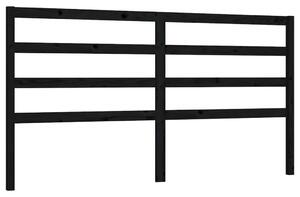 Testiera per Letto Nera 206x4x100 cm in Legno Massello di Pino