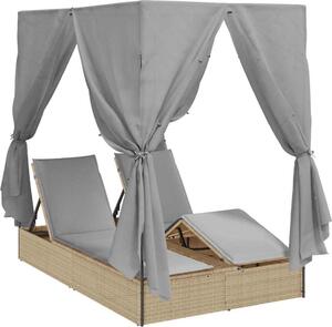 Lettino da sole doppio Grigio 205 x 129 x 200 cm polyrattan