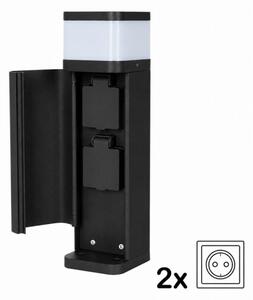 BRILAGI - Lampada da esterno con 2 prese SCHUKO PILLAR 1xG9/11W/230V IP44 nera