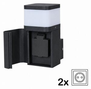 BRILAGI - Lampada da parete per esterni con presa SCHUKO PILLAR 1xG9/11W/230V IP44 nera
