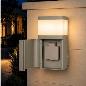 BRILAGI - Lampada da parete esterna con presa SCHUKO PILLAR 1xG9/11W/230V IP44 grigia