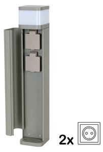 BRILAGI - Lampada da esterno con 2 prese SCHUKO PILLAR 1xG9/11W/230V IP44 grigia