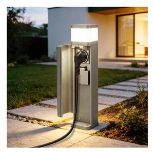 BRILAGI - Lampada da esterno con 2 prese SCHUKO PILLAR 1xG9/11W/230V IP44 grigia