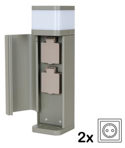 BRILAGI - Lampada da esterno con 2 prese SCHUKO PILLAR 1xG9/11W/230V IP44 grigia