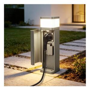 BRILAGI - Lampada da esterno con 2 prese SCHUKO PILLAR 1xG9/11W/230V IP44 grigia