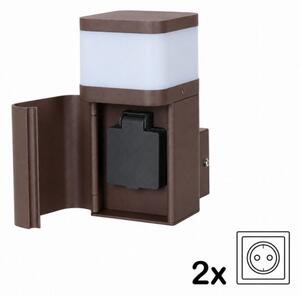 BRILAGI - Lampada da parete per esterni con presa SCHUKO PILLAR 1xG9/11W/230V IP44 marrone
