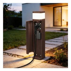 BRILAGI - Lampada da esterno con 2 prese SCHUKO PILLAR 1xG9/11W/230V IP44 marrone