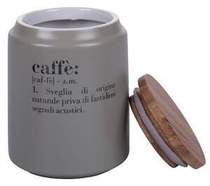 Barattolo grande in gres grigio con scritta caffè e coperchio ermetico in bamboo 800 ml Victionary