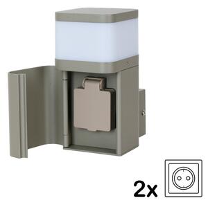 BRILAGI - Lampada da parete esterna con presa SCHUKO PILLAR 1xG9/11W/230V IP44 grigia