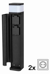 BRILAGI - Lampada da esterno con 2 prese SCHUKO PILLAR 1xG9/11W/230V IP44 nera